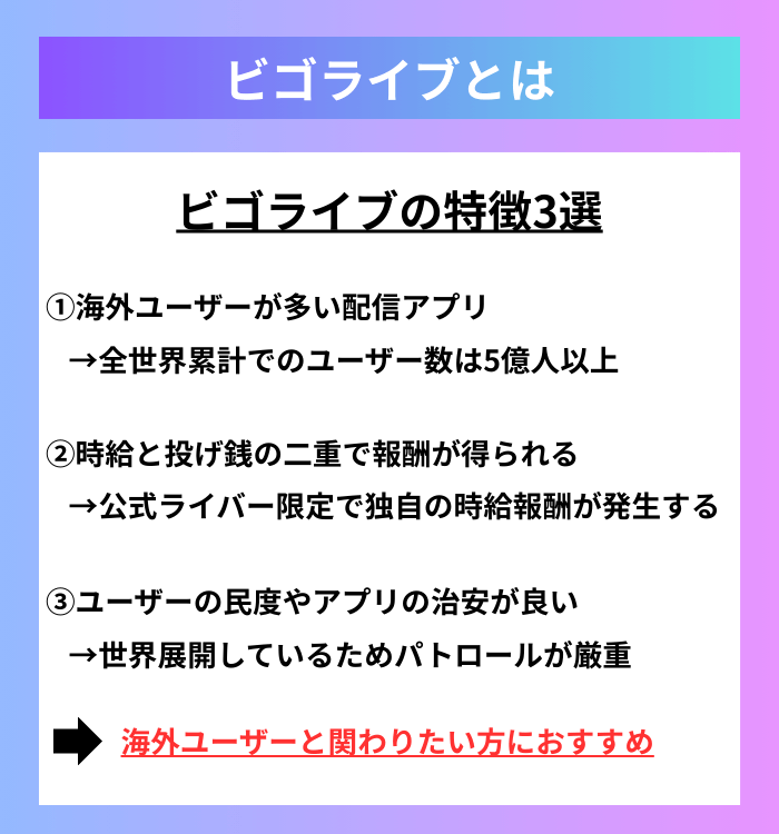 ビゴライブとは?ビゴライブの特徴3選